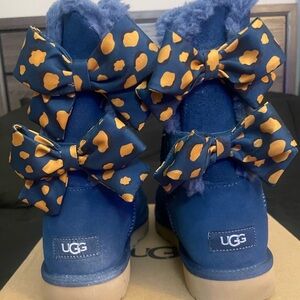 UGG Blue Boots with Bow Accents